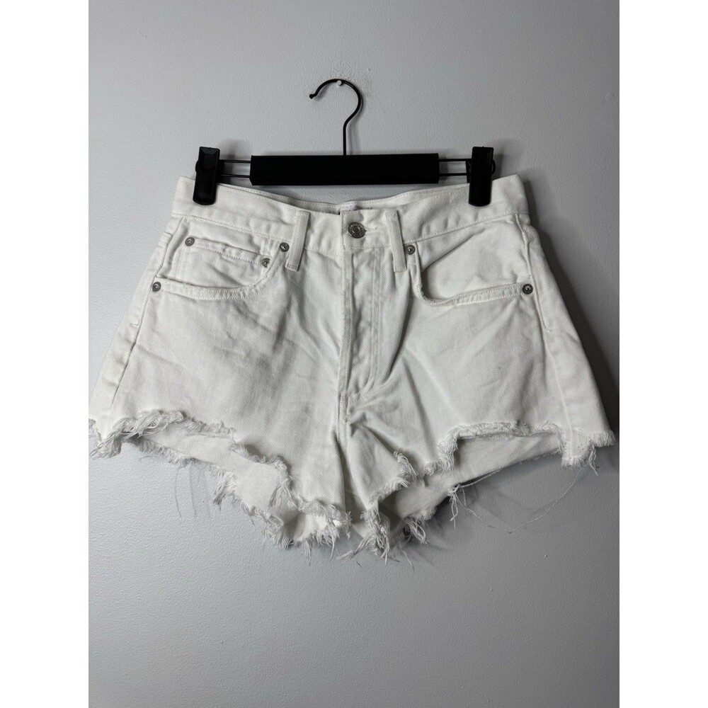 AGOLDE Parker Detour Vintage Cut Off Shorts White Denim Raw Frayed Hem 25